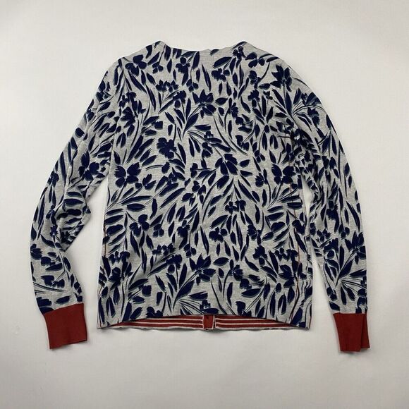 Daniel Rainn Gray Navy Blue Rust Floral Cardigan Sweater Button Long Sleeve Sz S - Picture 9 of 9
